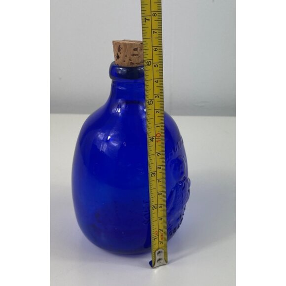Shoei Cobalt Blue Glass Bottle Embossed Smash & Light Design Cork Stopper - Picture 9 of 10
